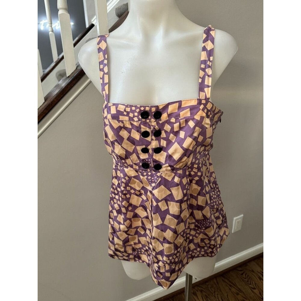 Marc Jacobs Purple and Cream Patterned Top